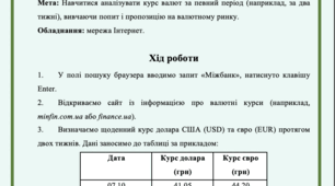 Практична робта №2 Прогнозування курсу валют. Фінансова грамотність 8 клас Пластун О.