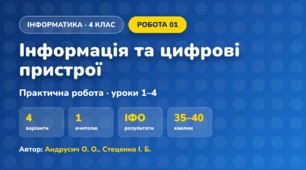 Практична робота «Інформація та цифрові пристрої» (4 клас, Інформатика, Андрусич О. О., Стеценко І. Б.)