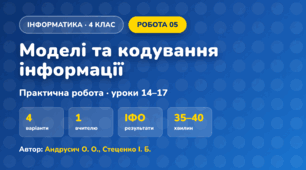 Практична робота «Моделі та кодування інформації» (4 клас, Інформатика, Андрусич О. О., Стеценко І. Б.)