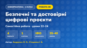 Самостійна робота «Безпечні та достовірні цифрові проєкти» (4 клас, Інформатика, Андрусич О. О., Стеценко І. Б.)
