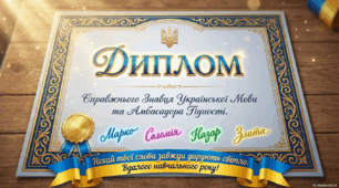 Диплом "Справжній знавець української мови"