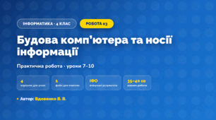 Практична робота «Будова комп’ютера та носії інформації» (4 клас, Інформатика, Вдовенко В. В.)