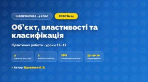 Практична робота «Об’єкт, властивості та класифікація» (4 клас, Інформатика, Вдовенко В. В.)