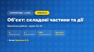 Практична робота «Об’єкт: складові частини та дії» (4 клас, Інформатика, Вдовенко В. В.)