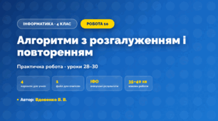 Практична робота «Алгоритми з розгалуженням і повторенням» (4 клас, Інформатика, Вдовенко В. В.)