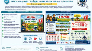 Презентація «Мінна небезпека в Україні» (30 слайдів) + плакат-постер для школи