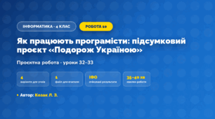 Проєктна робота «Як працюють програмісти: підсумковий проєкт «Подорож Україною»» (4 клас, Інформатика, Козак Л. З.)