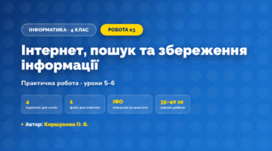 Практична робота «Інтернет, пошук та збереження інформації» (4 клас, Інформатика, Коршунова О. В.)