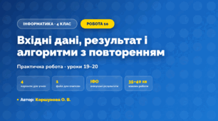 Практична робота «Вхідні дані, результат і алгоритми з повторенням» (4 клас, Інформатика, Коршунова О. В.)