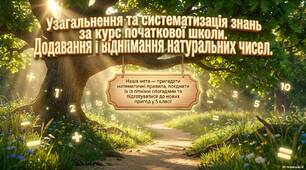 Узагальнення та систематизація знань за курс початкової школи. Додавання і віднімання натуральних чисел