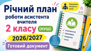 Річний план роботи асистента вчителя 2 класу на 2026-2027 н.р. Готовий документ у Word для інклюзивного класу