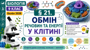 Обмін речовин та енергії у клітині. Презентація, інфографіка, робочий аркуш