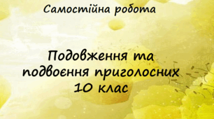 Самостійна робота з української мови для 10 класу "Подовження та подвоєння приголосних"