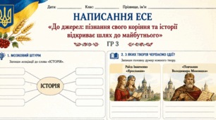 ГР 3. Написання есе.   «До джерел: пізнання свого коріння та історії відкриває шлях до майбутнього». Робочий аркуш
