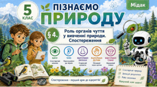 Роль органів чуття у вивченні природи. Спостереження. Презентація, інфографіка, робочий аркуш