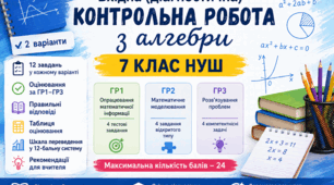 📘 Вхідна (діагностична) контрольна робота з алгебри. 7 клас НУШ