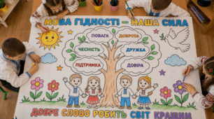 Мега-розмальовка «Мова гідності - наша сила» Перший урок «Мова гідності»  Колективна розмальовка