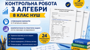 📘 Вхідна діагностична контрольна робота з алгебри. 8 клас НУШ