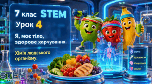 7 клас STEM Урок 4 Я, моє тіло, здорове харчування. Хімія людського організму. Презентація+Робочий аркуш+Емоційний криголам+інтерактивні вправи+авторська платформа