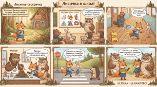 Ілюстрована казка  у форматі коміксу "Лисичка в школі"