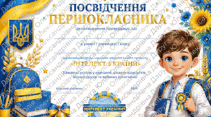 Посвідчення першокласника першокласниці ІНТЕЛЕКТ УКРАЇНИ