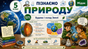 Будова і склад Землі. Презентація, інфографіка, робочий аркуш