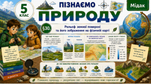 Рельєф земної поверхні та його зображення на фізичній карті. Презентація, інфографіка, робочий аркуш