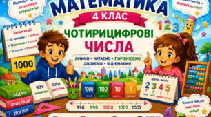Урок 14. Чотирицифрові числа. Математика