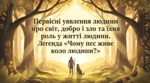 5 клас. Первісні уявлення людини про світ, добро і зло та їхня роль у житті людини. Легенда "Чому пес живе коло людини?". Презентація, інфографіка, робочий аркуш