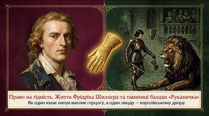 Літературна балада та її ознаки. Фрідріх Шиллер. «Рукавичка». Образ справжнього лицаря, оспівування мужності, відваги, людської гідності.
