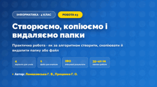 Практична робота «Створюємо, копіюємо і видаляємо папки» (4 клас, Інформатика, Ломаковська Г. В., Проценко Г. О.)
