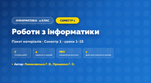 Пакет робіт · Семестр 1 (4 клас, Інформатика, Ломаковська Г. В., Проценко Г. О.)