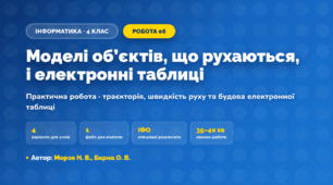 Практична робота «Моделі об’єктів, що рухаються, і електронні таблиці» (4 клас, Інформатика, Морзе Н. В., Барна О. В.)