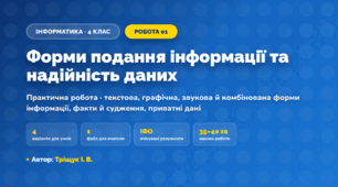 Практична робота «Форми подання інформації та надійність даних» (4 клас, Інформатика, Тріщук І. В.)