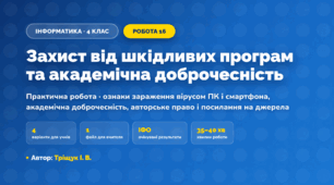 Практична робота «Захист від шкідливих програм та академічна доброчесність» (4 клас, Інформатика, Тріщук І. В.)