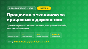 Практична робота «Працюємо з тканиною та працюємо з деревиною» (4 клас, Я досліджую світ, Бібік Н. М., Бондарчук Г. П., Павлова Т. С.)