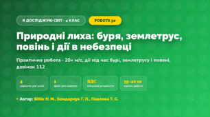 Практична робота «Природні лиха: буря, землетрус, повінь і дії в небезпеці» (4 клас, Я досліджую світ, Бібік Н. М., Бондарчук Г. П., Павлова Т. С.)