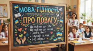 Перший урок "МОВА ГІДНОСТІ".Оформлення дошки+конспект