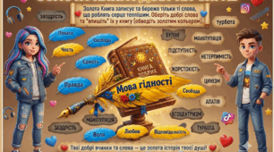 Перо "Мова гідності". Золота книга добрих справ до першого уроку "Мова гідності"