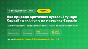 Практична робота «Яка природа арктичних пустель і тундри Євразії та які ліси є на материку Євразія» (4 клас, Я досліджую світ, Будна Н. О., Гладюк Т. В., Заброцька С. Г., Шост Н. Б.)