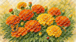 🌼🧡Розмальовка 🧡🌼«Чорнобривці — ніжність рідного дому»🧡🌼