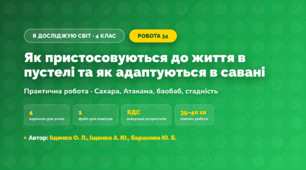 Практична робота «Як пристосовуються до життя в пустелі та як адаптуються в савані» (4 клас, Я досліджую світ, Іщенко О. Л., Іщенко А. Ю., Баранова Ю. Б.)