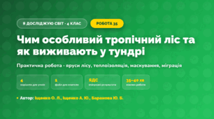 Практична робота «Чим особливий тропічний ліс та як виживають у тундрі» (4 клас, Я досліджую світ, Іщенко О. Л., Іщенко А. Ю., Баранова Ю. Б.)