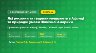 Практична робота «Які рослини та тварини мешкають в Африці та природні умови Північної Америки» (4 клас, Я досліджую світ, Гільберг Т. Г., Тарнавська С. С., Павич Н. М.)