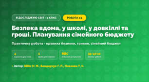 Практична робота «Безпека вдома, у школі, у довкіллі та гроші. Планування сімейного бюджету» (3 клас, Я досліджую світ, Бібік Н. М., Бондарчук Г. П., Павлова Т. С.)