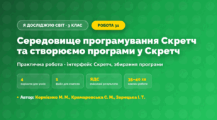 Практична робота «Середовище програмування Скретч та створюємо програми у Скретч» (3 клас, Я досліджую світ, Корнієнко М. М., Крамаровська С. М., Зарецька І. Т.)