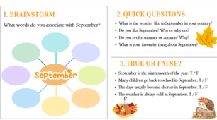 Warm-up: September| English Worksheet for Students