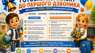 Безоплатний Святковий комплект листівок для учнів і класу, батьків та колег до початку 2026–2027 н.р. 🎒 «Перший дзвоник — час нових мрій!»