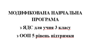 МОДИФІКОВАНА НАВЧАЛЬНА ПРОГРАМА з ЯДС для учня 3 класу з ООП (5 рівень підтримки)