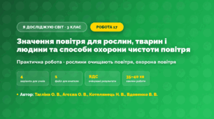 Практична робота «Значення повітря для рослин, тварин і людини та способи охорони чистоти повітря» (3 клас, Я досліджую світ, Тагліна О. В., Агєєва О. В., Котелянець Н. В., Вдовенко В. В.)